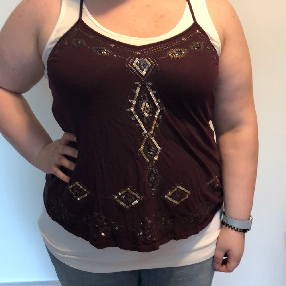 Express Purple Sequined Racerback Tank